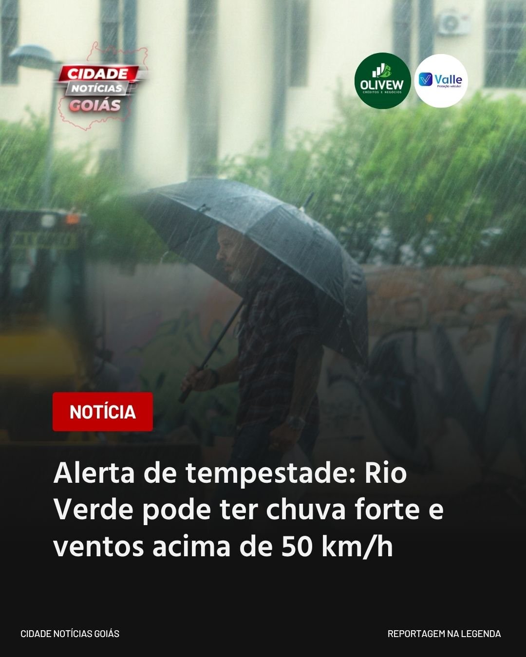 Alerta de tempestade: Rio Verde pode ter chuva forte e ventos acima de 50 km/h
