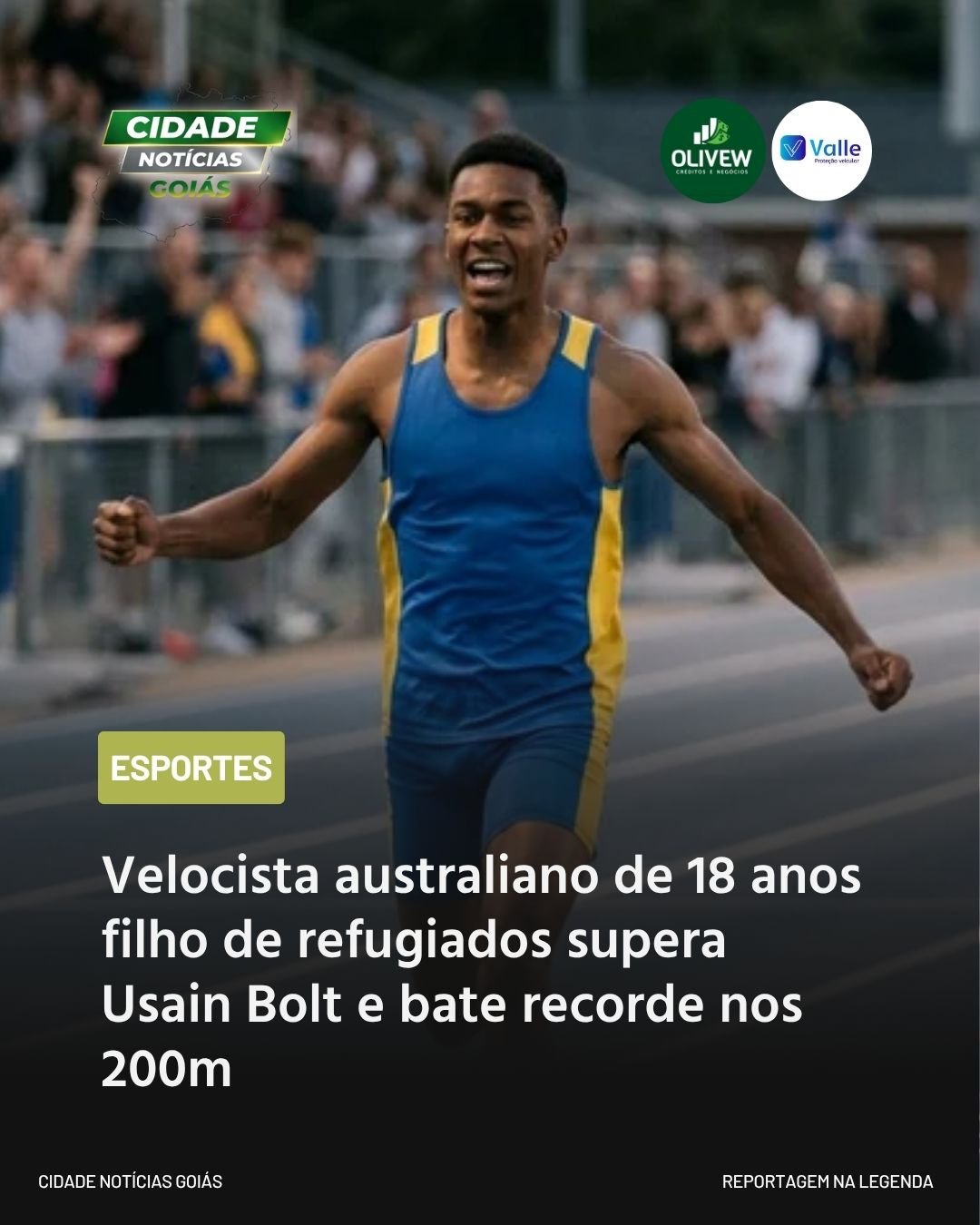 Velocista australiano de 18 anos filho de refugiados supera Usain Bolt e bate recorde nos 200m