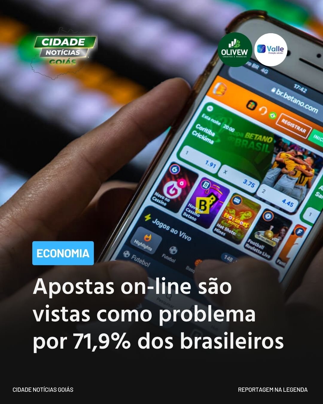 Apostas on-line são vistas como problema por 71,9% dos brasileiros